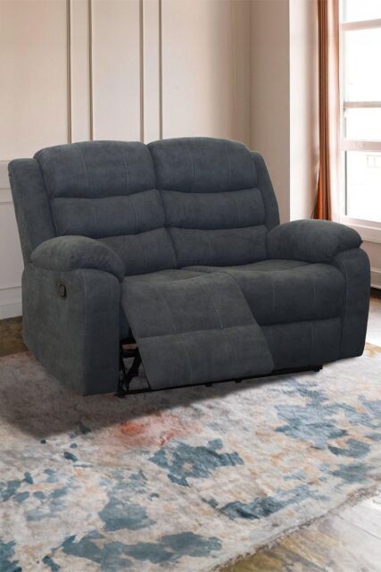 More4Homes Boston 2 Seater Fabric Manual Recliner Sofa in Grey - image 1
