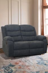 More4Homes Boston 2 Seater Fabric Manual Recliner Sofa in Grey - thumbnail 2
