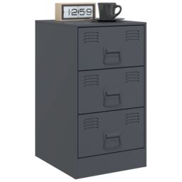 Berkfield Home Bedside Cabinets 2 pcs Anthracite 34.5x39x62 cm Steel in Black - thumbnail 3