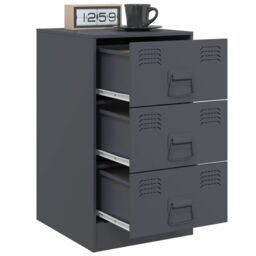 Berkfield Home Bedside Cabinets 2 pcs Anthracite 34.5x39x62 cm Steel in Black - thumbnail 4