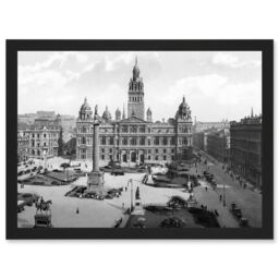 Artery8 Glasgow George Square Scotland Vintage Historic A4 Artwork Framed Wall Art Print in Black - thumbnail 1