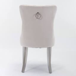 Modern Home Touch Winchester Set of 4 Velvet Upholstered Kitchen Dining Chairs with Sliver Chrome Legs in Beige - Size: 4 Pack - thumbnail 9