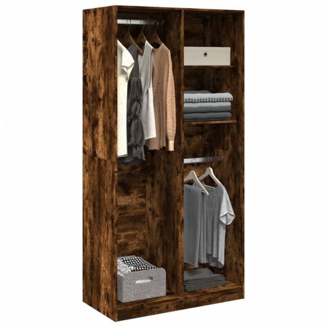Berkfield Home Wardrobe Smoked Oak 100x50x200 cm Engineered Wood in Brown - Size: 100 x 50 x 200 cm - image 1