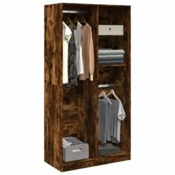 Berkfield Home Wardrobe Smoked Oak 100x50x200 cm Engineered Wood in Brown - Size: 100 x 50 x 200 cm - thumbnail 1