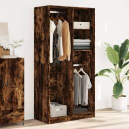 Berkfield Home Wardrobe Smoked Oak 100x50x200 cm Engineered Wood in Brown - Size: 100 x 50 x 200 cm - thumbnail 3