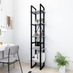 Berkfield Home Modern 5-Tier Book Cabinet Concrete Grey 40x30x175 cm Engineered Wood - Size: 40 x 30 x 175 cm - thumbnail 2