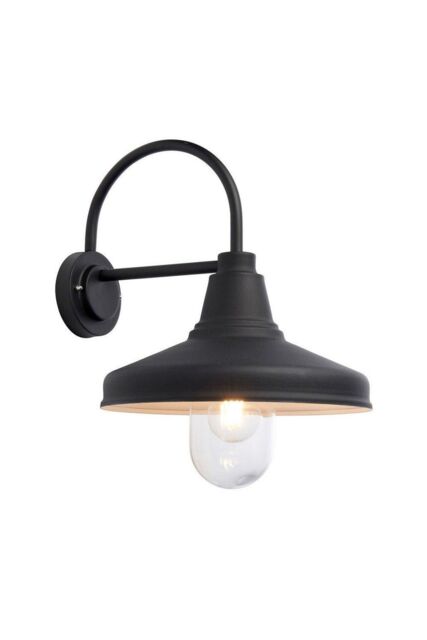Netlighting Farmhouse Traditional Outdoor Dome Wall Light Textured Black Glass Shade IP44 - image 1