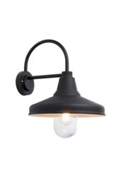 Netlighting Farmhouse Traditional Outdoor Dome Wall Light Textured Black Glass Shade IP44 - thumbnail 1