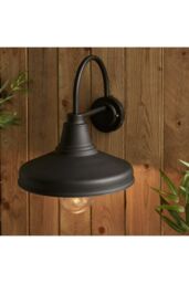 Netlighting Farmhouse Traditional Outdoor Dome Wall Light Textured Black Glass Shade IP44 - thumbnail 3