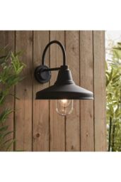 Netlighting Farmhouse Traditional Outdoor Dome Wall Light Textured Black Glass Shade IP44 - thumbnail 2
