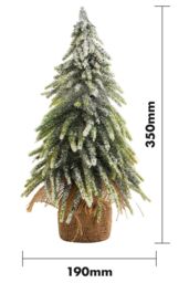 Netagon Decorative Snow Topped Mini Christmas Tree in Hessian Bag in Green - thumbnail 2