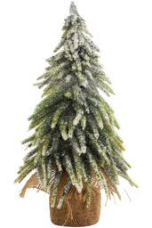 Netagon Decorative Snow Topped Mini Christmas Tree in Hessian Bag in Green - thumbnail 5