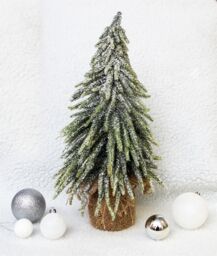 Netagon Decorative Snow Topped Mini Christmas Tree in Hessian Bag in Green - thumbnail 4