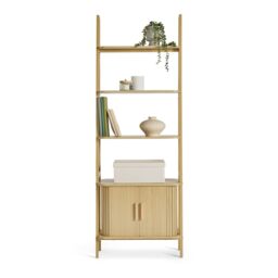 VonHaus Landos Tambour Design Living Room Storage Bookcase in Natural - Size: 1 Pack - thumbnail 9