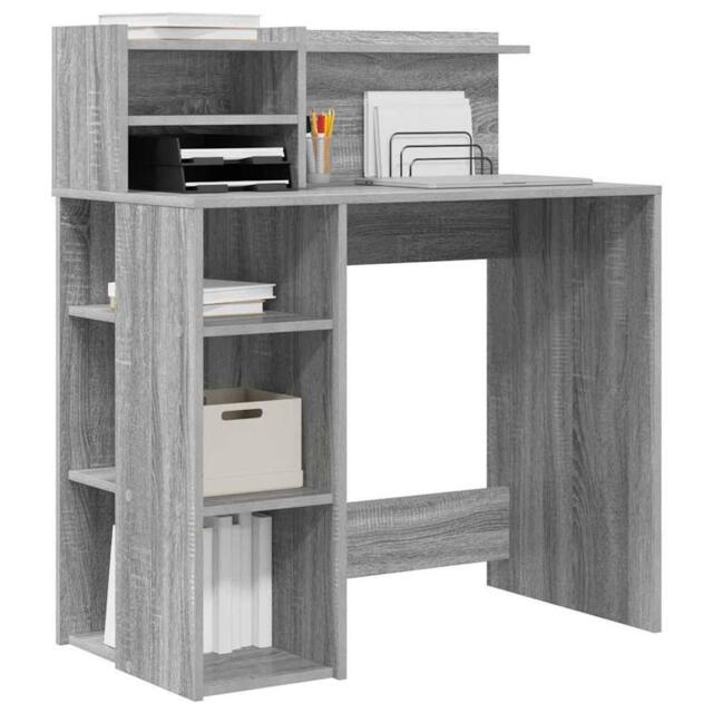 Berkfield Home Modern Desk with Storage Grey Sonoma 90x48x101.5 cm Engineered wood - image 1