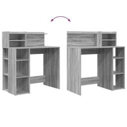 Berkfield Home Modern Desk with Storage Grey Sonoma 90x48x101.5 cm Engineered wood - thumbnail 9