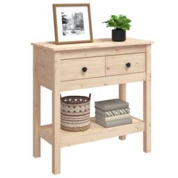 Berkfield Home Console Table 75x35x75 cm Solid Wood Pine in Light Tan - Size: 75 x 35 x 75 cm - thumbnail 4