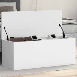 Berkfield Home Storage Box White 90x35x35 cm Engineered Wood - Size: 90 x 35 x 35 cm - thumbnail 2