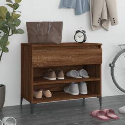 Berkfield Home Shoe Cabinet Smoked Oak 70x36x60 cm Engineered Wood in Brown - Size: 70 x 36 x 60 cm - thumbnail 2
