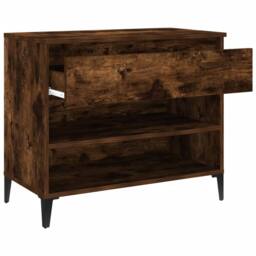 Berkfield Home Shoe Cabinet Smoked Oak 70x36x60 cm Engineered Wood in Brown - Size: 70 x 36 x 60 cm - thumbnail 6
