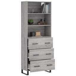 Berkfield Home Highboard Grey Sonoma 69.5x34x180 cm Engineered Wood - thumbnail 3