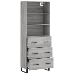 Berkfield Home Highboard Grey Sonoma 69.5x34x180 cm Engineered Wood - thumbnail 4