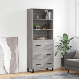 Berkfield Home Highboard Grey Sonoma 69.5x34x180 cm Engineered Wood - thumbnail 1