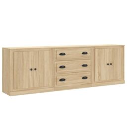 Berkfield Home Sideboards 3 pcs Sonoma Oak Engineered Wood in Brown - thumbnail 2