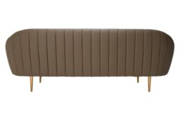 Orsina Silhouette Mink Sofa, Decorative Curved Sofa With Brown Faux Leather Upholstery, Gold Finished Couch Seat - thumbnail 5