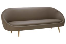 Orsina Silhouette Mink Sofa, Decorative Curved Sofa With Brown Faux Leather Upholstery, Gold Finished Couch Seat - thumbnail 3