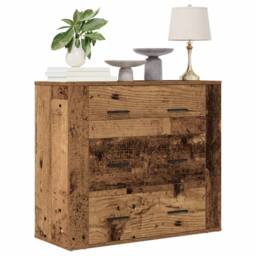 Berkfield Home Sideboard Old Wood 80x33x70 cm Engineered Wood in Brown - Size: 80 x 33 x 70 cm - thumbnail 2