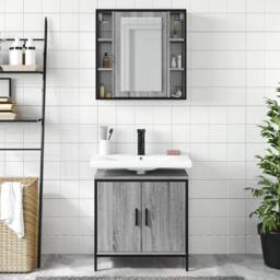 Berkfield Home 2 Piece Bathroom Furniture Set Grey Sonoma Engineered Wood - thumbnail 3