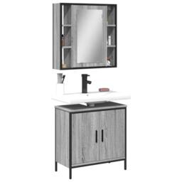 Berkfield Home 2 Piece Bathroom Furniture Set Grey Sonoma Engineered Wood - thumbnail 2