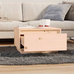 Berkfield Home Coffee Table 55x56x32 cm Solid Wood Pine in Light Tan - Size: 55 x 56 x 32 cm - thumbnail 7