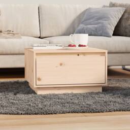 Berkfield Home Coffee Table 55x56x32 cm Solid Wood Pine in Light Tan - Size: 55 x 56 x 32 cm - thumbnail 2