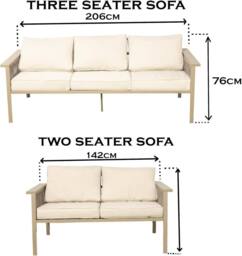 Shatchi Garden Sofa Set 7 Seater - Aluminium Rattan Garden Furniture with Table & Cushions in Beige - thumbnail 4