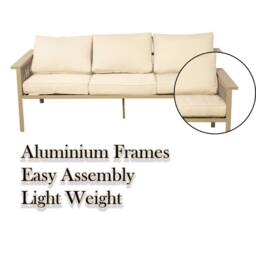 Shatchi Garden Sofa Set 7 Seater - Aluminium Rattan Garden Furniture with Table & Cushions in Beige - thumbnail 8