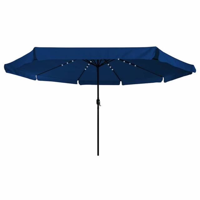 Berkfield Home Modern Garden Parasol with LED Lights √ò395x245 cm Azure Blue - Size: 395x245 cm - image 1