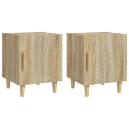 Berkfield Home Elegant Bedside Cabinets 2 pcs Sonoma Oak Engineered Wood in Light Oak - thumbnail 3