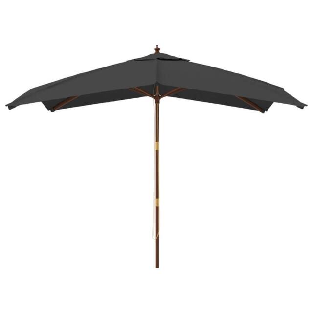 Berkfield Home Durable Garden Parasol with Wooden Pole Anthracite 300x300x273 cm in Charcoal - Size: 300 x 300 x 273 cm - image 1