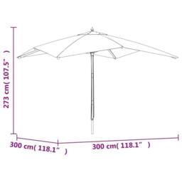 Berkfield Home Durable Garden Parasol with Wooden Pole Anthracite 300x300x273 cm in Charcoal - Size: 300 x 300 x 273 cm - thumbnail 7