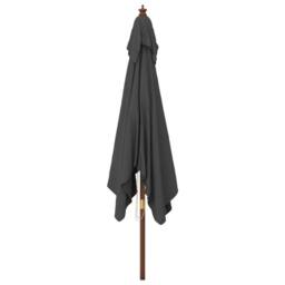 Berkfield Home Durable Garden Parasol with Wooden Pole Anthracite 300x300x273 cm in Charcoal - Size: 300 x 300 x 273 cm - thumbnail 4