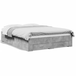 Berkfield Home Bed Frame with Drawers without Mattress Concrete Grey 140x190 cm - thumbnail 1