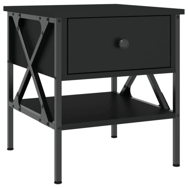Berkfield Home Bedside Table Black 40x42x45 cm Engineered Wood - Size: 40 x 42 x 45 cm - image 1