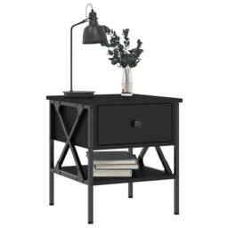 Berkfield Home Bedside Table Black 40x42x45 cm Engineered Wood - Size: 40 x 42 x 45 cm - thumbnail 3