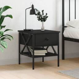 Berkfield Home Bedside Table Black 40x42x45 cm Engineered Wood - Size: 40 x 42 x 45 cm - thumbnail 2