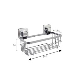 Showerdrape Pushloc Chrome Steel Suction Wall Mounted Bottle Basket in Silver - thumbnail 5