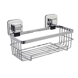 Showerdrape Pushloc Chrome Steel Suction Wall Mounted Bottle Basket in Silver - thumbnail 6