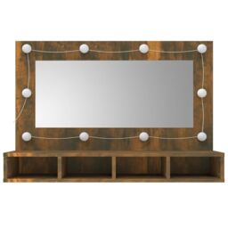 Berkfield Home Mirror Cabinet with LED Smoked Oak 90x31.5x62 cm in Brown - thumbnail 4