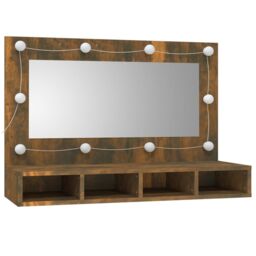 Berkfield Home Mirror Cabinet with LED Smoked Oak 90x31.5x62 cm in Brown - thumbnail 3
